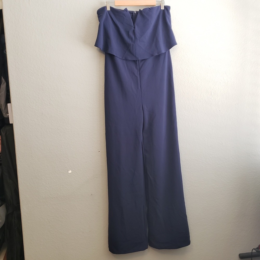 Lulus XL Jumpsuit Power of Love Navy Blue Strapless Popover Wide Leg - Picture 3 of 8